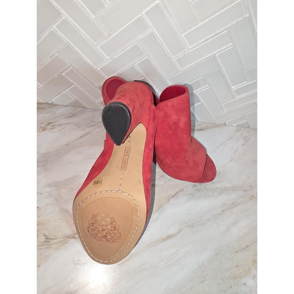 Vince Camuto Gerty Suede Block Heel High Vamp Mules, Size 5.5 Glamour Red - Picture 4 of 6